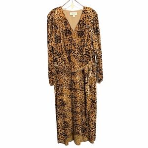 Nurture Westbound Plus Size Faux Wrap Belt Dress Animal Print Velvet Burnout 1X